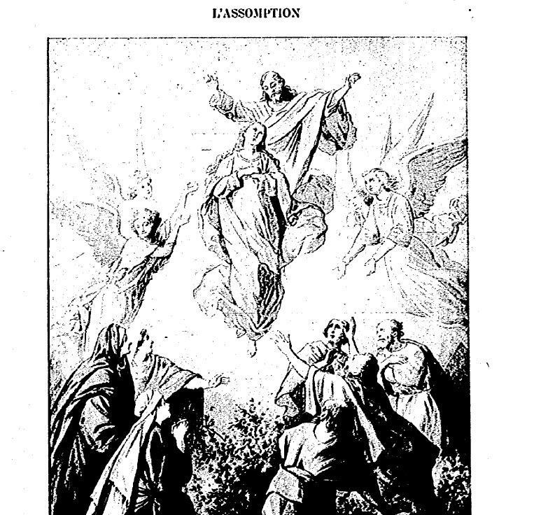 Le Christ et les Ange l'enlèvent lors de l'Assomption